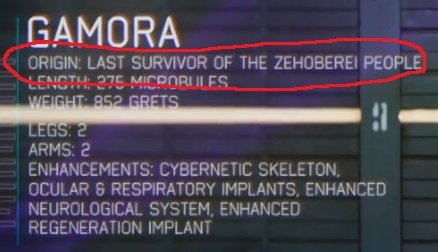 Gamora's Rap Sheet zoomed to relevant quote